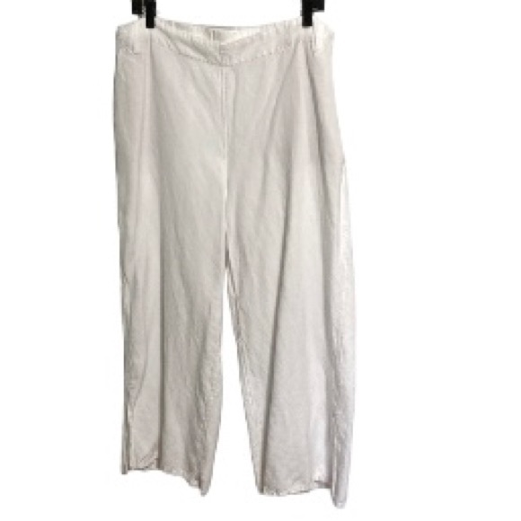 J. Jill Pants - J Jill Linen Blend Wide Side Slit Leg White Pants Women's Large